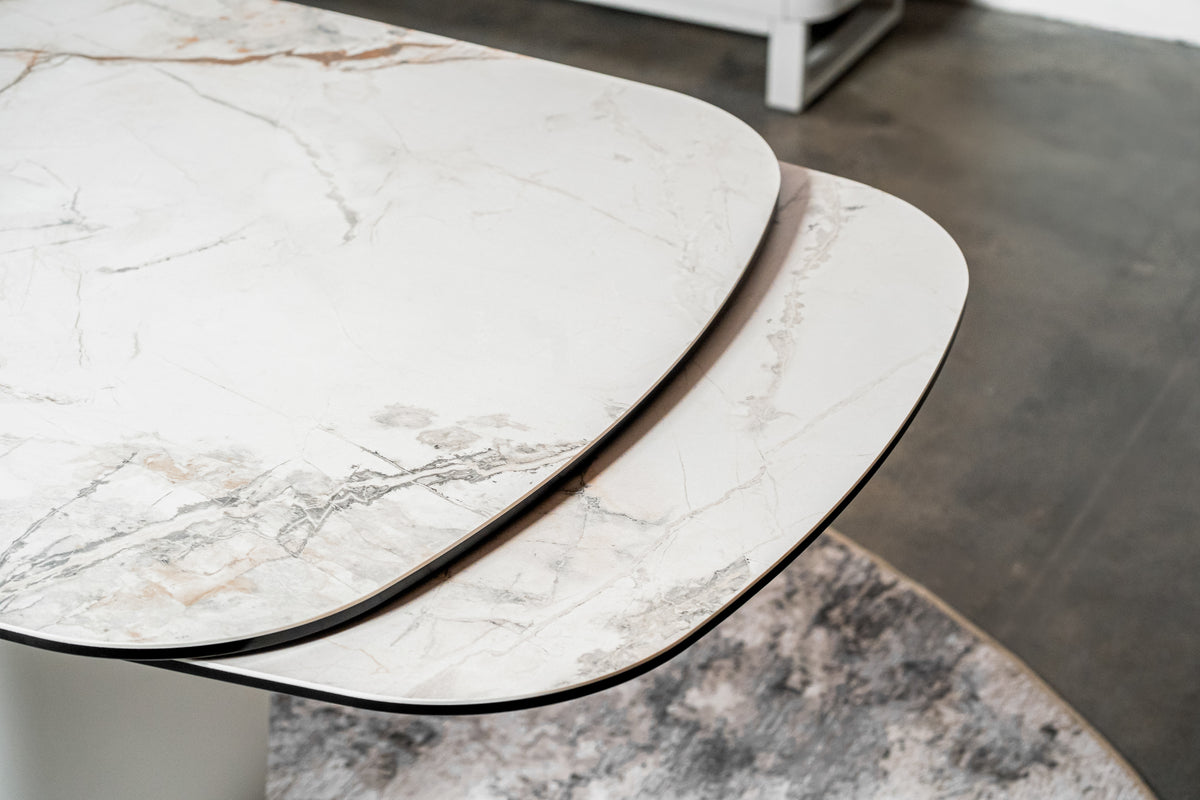 Messina Extension Dining Table Milan White Marble
