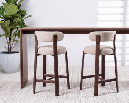 Avila Bar Stool Beige/ Walnut (Set of 2)