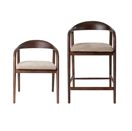 Bosino Dining Chair Dark Walnut/ Beige (Set of 2)