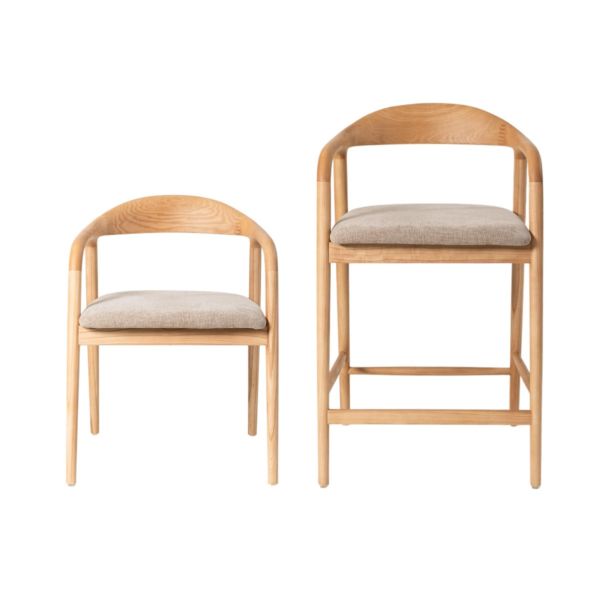 Bosino Dining Chair Natural Oak/ Beige (Set of 2)