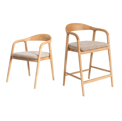 Bosino Dining Chair Natural Oak/ Beige (Set of 2)