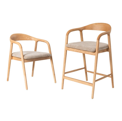 Bosino Dining Chair Natural Oak/ Beige (Set of 2)