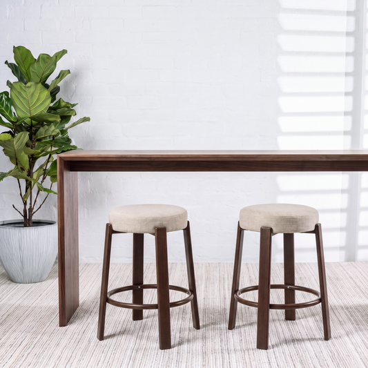 Bergen Bar Stool Beige / Walnut (Set of 2)