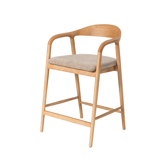 Carvo Bar Stool Natural Oak/ Beige