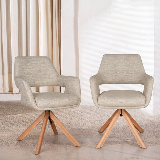 Leto Dining Chair Oatmeal Tweed/ Oak (Set of 2)