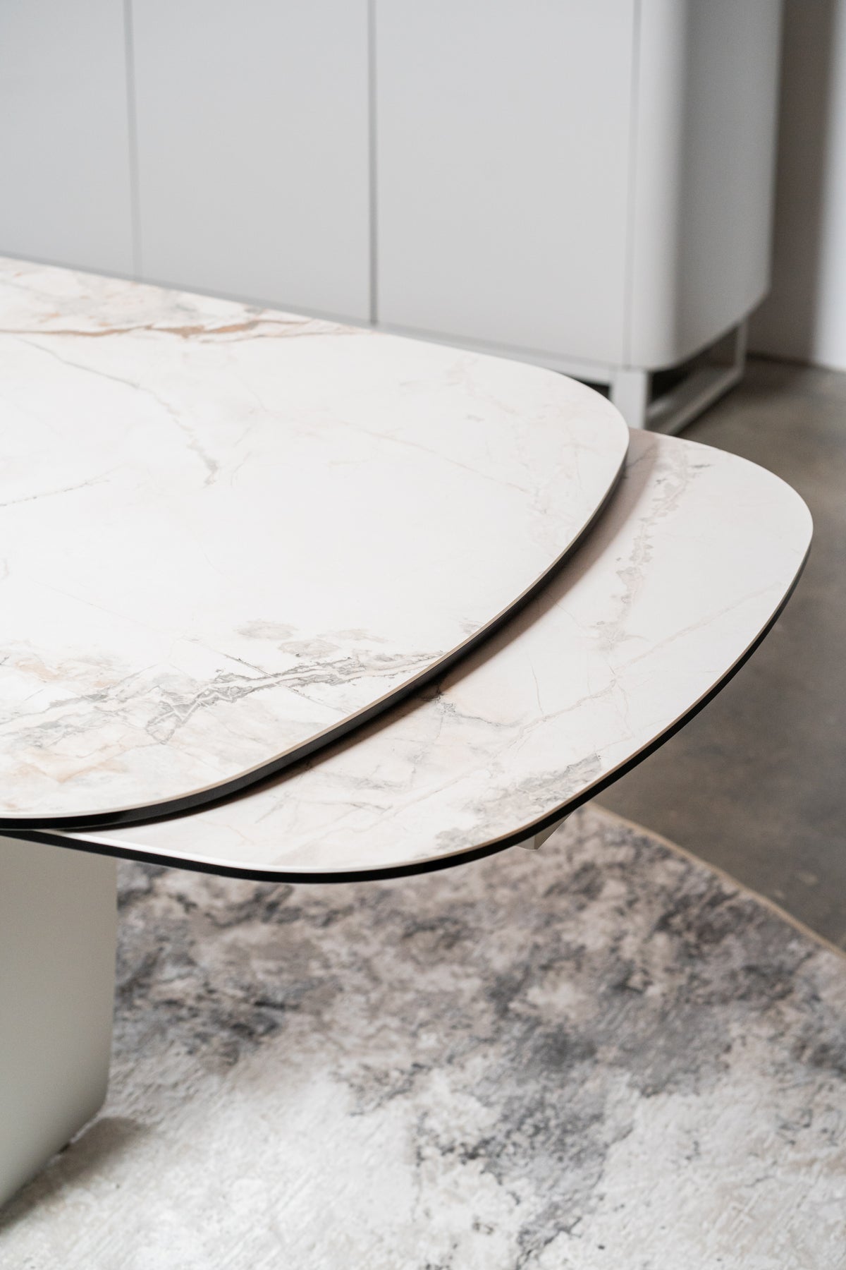 Messina Extension Dining Table Milan White Marble