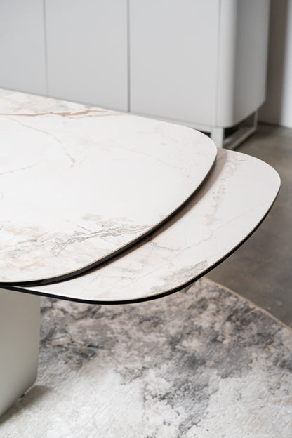 Messina Extension Dining Table Milan White Marble
