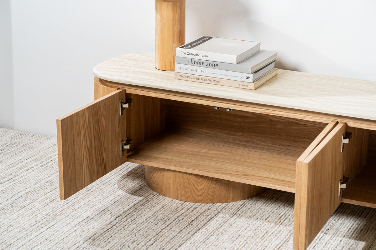 Waverley TV Unit White Travertine